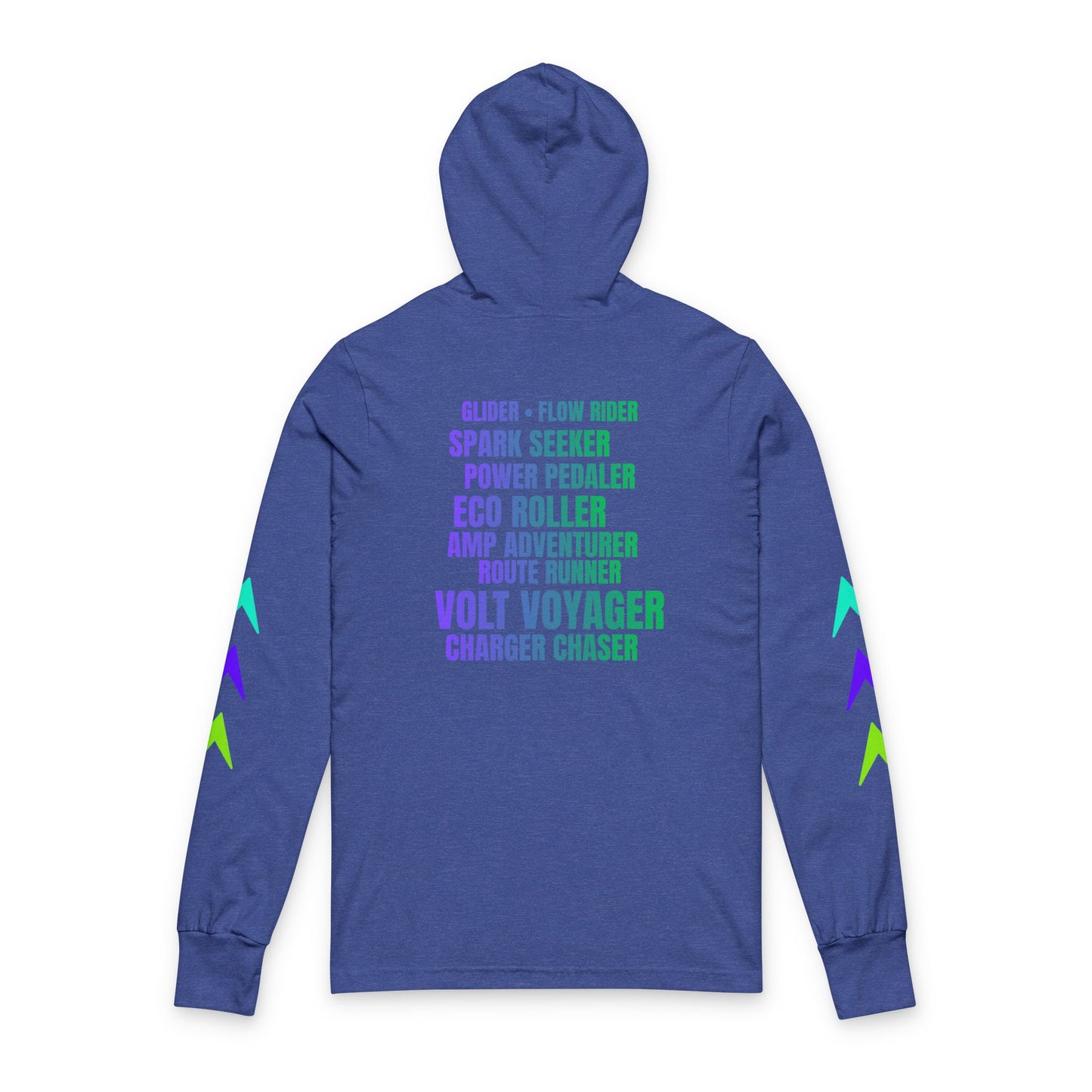 Hooded Long Sleeve Tee — 'Jaunt' Electric Rider