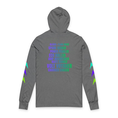 Hooded Long Sleeve Tee — 'Jaunt' Electric Rider