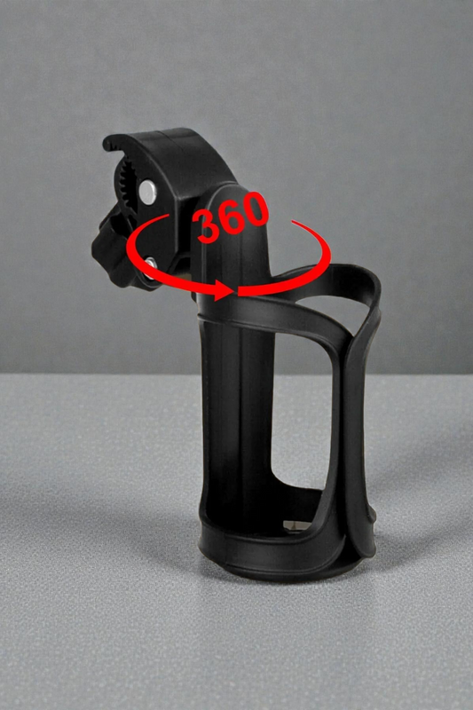 Universal Bike Cup Holder with 360° Rotating Clip – Lightweight, Tool-Free Drink Holder for Bikes, Strollers & Scooters